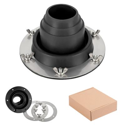 Tent Stove Jack Kit Black, Silicone High Temp Flexible Roof Jack Pipe Boot Metal Roofing Pipe Flashing for Bell Tent,Yurt,Wood Burner,Travel Stove (Pipe OD 1 3/4"-3 1/4")