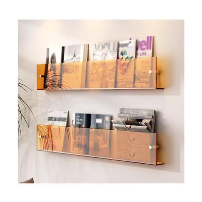 GRRICEPL 2-Pack Acrylic Magazine Holder Vinyl Records Holder, Magazine Holder Wall Mounted, Wall Decor Hanging Book Shelves, for Kids Room, Bathroom (Color : Orange, Size : 40x5x15cm)