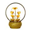 Tabletop Water Fountain Indoor Fountain Tabletop Fountain Waterfall Fountains Relaxation Water Feature Feng Shui Good Luck Wealth Desktop Fountain with Light Home and Office Indoor Decor, Gold Office view 1