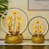 Tabletop Water Fountain Indoor Fountain Tabletop Fountain Waterfall Fountains Relaxation Water Feature Feng Shui Good Luck Wealth Desktop Fountain with Light Home and Office Indoor Decor, Gold Office view 4