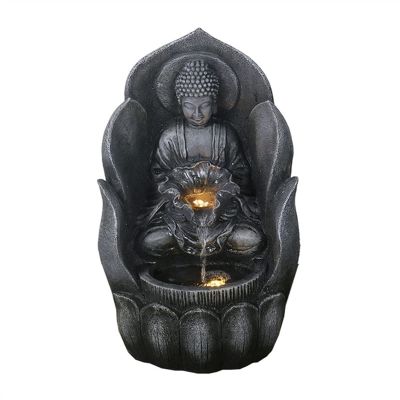 HARAY Tabletop Water Fountain Desktop Lucky Buddha Statue Flowing Water Fountain Living Room Entrance Decoration Home Decoration Landscape Decoration Office Relaxation Meditation Fountain (Size : B)
