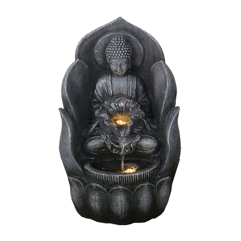 HARAY Tabletop Water Fountain Desktop Lucky Buddha Statue Flowing Water Fountain Living Room Entrance Decoration Home Decoration Landscape Decoration Office Relaxation Meditation Fountain (Size : B)