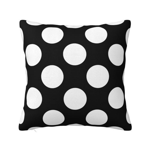 Sokomurg Black White Polka Dots Throw Pillow Covers Farmhouse Home Decorative Pillow Cases Retro Cotton Plush Square Decorative Cushion Covers for Sofa Bedroom Car 12x12 Inch