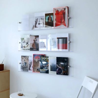 Display Rack Organizer Rack Transparent Acrylic Magazine Holder with Wall Mounting Hardware, Handouts Display Rack Pamphlet Storage Stand, Living Room ( Color : 3pcs , Size : 50x16x5cm/19.6x6.3x2in )