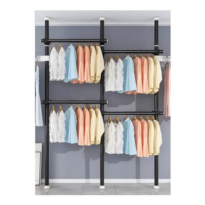Clothing display rack Clothing display rack with adjustable height and width, available in various styles for you to choose from (Color : Black, Size : Seven poles)