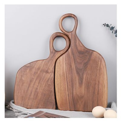 RAPPRG Set 2 Creative Wood Bread Tray Fruit Chopping Board Black Walnut Wood Cutting Board Solid, Elegant Pizza Plate With Handle For Chopping Meat Vegetable Cheese
