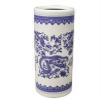 Topjia Ceramic Umbrella Stand Rack,Traditional Floral Blue&White Porcelain Flower Vase,Free Standing Calligraphy and Painting Cylinder Ornaments,for Canes/Walking Sticks Umbrella Holder Entryway view 1
