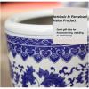 Topjia Ceramic Umbrella Stand Rack,Traditional Floral Blue&White Porcelain Flower Vase,Free Standing Calligraphy and Painting Cylinder Ornaments,for Canes/Walking Sticks Umbrella Holder Entryway view 4