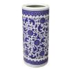 Topjia Ceramic Umbrella Stand Rack,Traditional Floral Blue&White Porcelain Flower Vase,Free Standing Calligraphy and Painting Cylinder Ornaments,for Canes/Walking Sticks Umbrella Holder Entryway view 1