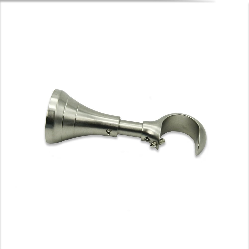 Linen Avenue Adjustable Decorative Single Rod Bracket, 3 Pack, Brushed Nickel