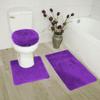 3 Piece Basic Polyester Ultra Plush Rugs Set with Toilet Lid Cover Bathroom Set #6 (Purple) view 1