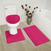 3 Piece Basic Polyester Ultra Plush Rugs Set with Toilet Lid Cover #6 (Hot Pink Magenta) view 1