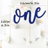 AHAORAY First Birthday Cake Topper - Blue Glitter One Cake Decorating Supplies for Girls and Boys, Perfect for Baby Shower/Gender Revealing Party/Baby Party Photo Booth Props view 3