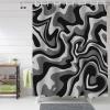 Anzona Black White Grey Waterproof Shower Curtains Set - Extra Long 72 x 96 Inch, Modern Moire Geometric Abstract Art Polyester Fabric Bathroom Curtain with 12 Hooks, Bathroom Accessories, 1 Panel view 1