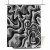 Anzona Black White Grey Waterproof Shower Curtains Set - Extra Long 72 x 96 Inch, Modern Moire Geometric Abstract Art Polyester Fabric Bathroom Curtain with 12 Hooks, Bathroom Accessories, 1 Panel view 2