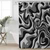 Anzona Black White Grey Waterproof Shower Curtains Set - Extra Long 72 x 96 Inch, Modern Moire Geometric Abstract Art Polyester Fabric Bathroom Curtain with 12 Hooks, Bathroom Accessories, 1 Panel view 3