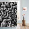 Anzona Black White Grey Waterproof Shower Curtains Set - Extra Long 72 x 96 Inch, Modern Moire Geometric Abstract Art Polyester Fabric Bathroom Curtain with 12 Hooks, Bathroom Accessories, 1 Panel view 4