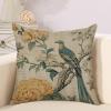 Yellow Grey Chinoiserie Floral and Bird Decorative Throw Pillow Covers 18x18in Zipped Farmhouse Square Accent Pillowcase Cushion Cover Case for Bedroom Sofa Couch Coffee Bar Club Pub Home Decor view 3