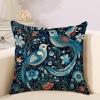 Blue Chinoiserie Birds and Floral Decorative Throw Pillow Covers 18x18in Zipped Farmhouse Square Accent Pillowcase Cushion Cover Case for Bedroom Sofa Couch Coffee Bar Club Pub Home Decor view 3