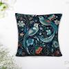 Blue Chinoiserie Birds and Floral Decorative Throw Pillow Covers 18x18in Zipped Farmhouse Square Accent Pillowcase Cushion Cover Case for Bedroom Sofa Couch Coffee Bar Club Pub Home Decor view 4