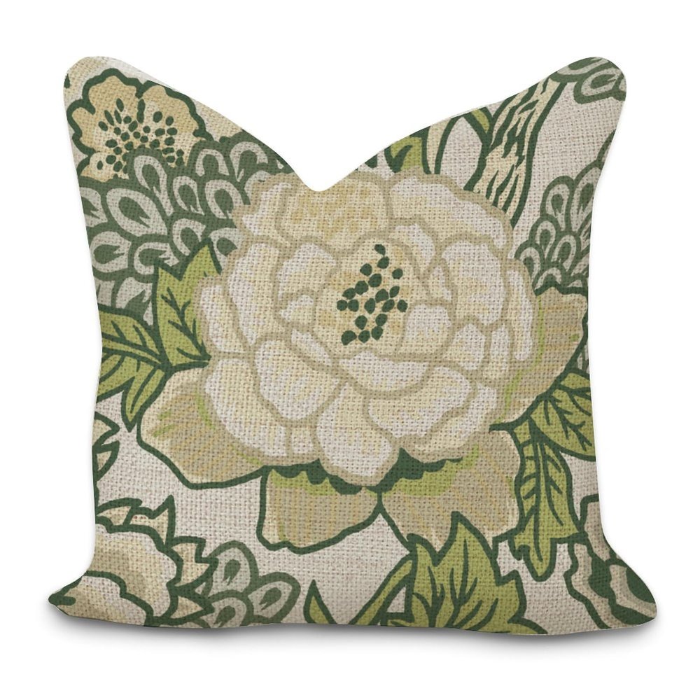 Cheyan White Floral Decorative Pillow Covers 18x18in Chinoiserie Asian Pillowcase Farmhouse Throw Cushion Cover Cases for Couch Sofa Bed Living Room Home Decoration Birthday Gifts