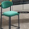 ANram Velvet Bar Stools Set of 2, Counter Height Barstools with Back, Counter Stools and Black Metal Kitchen Height for Bar Pub Cafe view 2