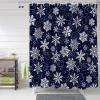 Anzona Navy Blue Christmas Snowflake Waterproof Shower Curtains Set - Standard 72 x 72 Inch, White Winter Snowflake Xmas Polyester Fabric Bathroom Curtain with 12 Hooks, Bathroom Accessories, 1 Panel view 1