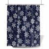 Anzona Navy Blue Christmas Snowflake Waterproof Shower Curtains Set - Standard 72 x 72 Inch, White Winter Snowflake Xmas Polyester Fabric Bathroom Curtain with 12 Hooks, Bathroom Accessories, 1 Panel view 2