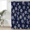 Anzona Navy Blue Christmas Snowflake Waterproof Shower Curtains Set - Standard 72 x 72 Inch, White Winter Snowflake Xmas Polyester Fabric Bathroom Curtain with 12 Hooks, Bathroom Accessories, 1 Panel view 3
