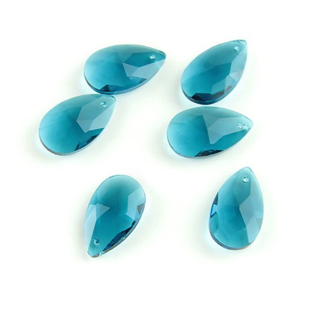 Chandelier Crystal Prisms Pendants 12 Pieces Beads Lighting Accessories Crystal Teardrop Prism Parts 22mm Chandelier Crystal Prisms Pendants (Color : Zircon Blue)