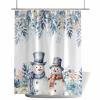 Blue Snowman Christmas Waterproof Shower Curtains Set - Standard 72 x 72 Inch, Xmas Floral Botanical Winter Snowflake Polyester Fabric Bathroom Curtain with 12 Hooks, Bathroom Accessories, 1 Panel view 2