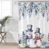 Blue Snowman Christmas Waterproof Shower Curtains Set - Standard 72 x 72 Inch, Xmas Floral Botanical Winter Snowflake Polyester Fabric Bathroom Curtain with 12 Hooks, Bathroom Accessories, 1 Panel view 3