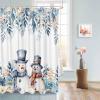 Blue Snowman Christmas Waterproof Shower Curtains Set - Standard 72 x 72 Inch, Xmas Floral Botanical Winter Snowflake Polyester Fabric Bathroom Curtain with 12 Hooks, Bathroom Accessories, 1 Panel view 4