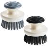 Dish Scrub Brush,Ergonomic Grip Palm Brush,Kitchen Scrub Brushes for Cleaning, Dish Scrubber with Stiff Bristles for Sink, Pots, Pans (Grey+Black) view 1