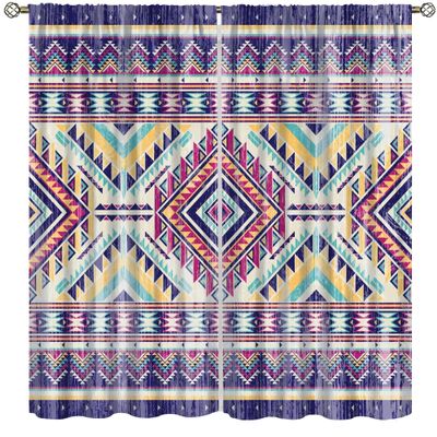 AuiMzoo Southwestern Tribal Aztec Curtains, Native Aboriginal Geometric Western Boho Geometric Abstract Prints, Bedroom Living Room Curtains84X84 Inch