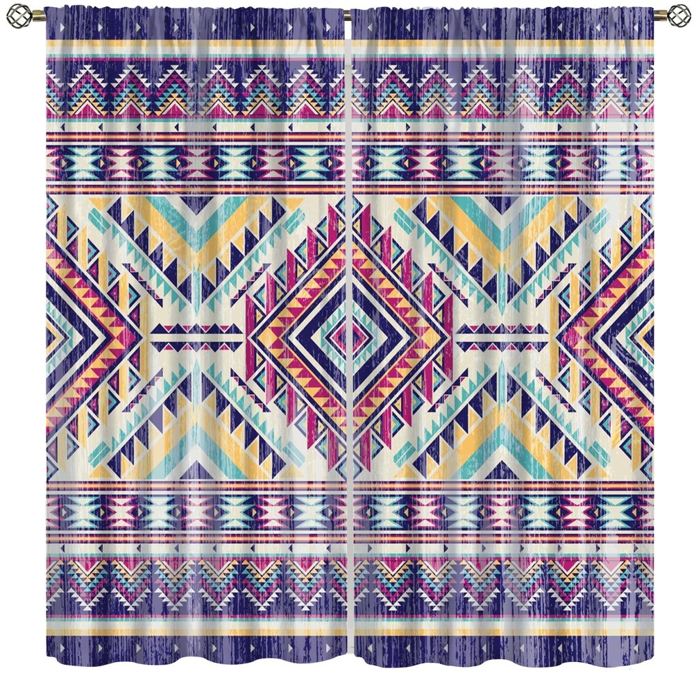 AuiMzoo Southwestern Tribal Aztec Curtains, Native Aboriginal Geometric Western Boho Geometric Abstract Prints, Bedroom Living Room Curtains84X84 Inch