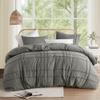 Comfort Spaces Grey King Size Duvet Cover Set - 3 Piece Pintuck Pleated Duvet Cover, All Season Lightweight, Extra Soft Pre-Washed Microfiber King Bedding Cover Shams view 1