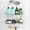 DAOYA Shower Caddy - Organizer with 6 Hooks, Soap Basket & Self-Adhesive Pad, Silver view 1
