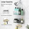 DAOYA Shower Caddy - Organizer with 6 Hooks, Soap Basket & Self-Adhesive Pad, Silver view 2