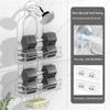 DAOYA Shower Caddy - Organizer with 6 Hooks, Soap Basket & Self-Adhesive Pad, Silver view 3