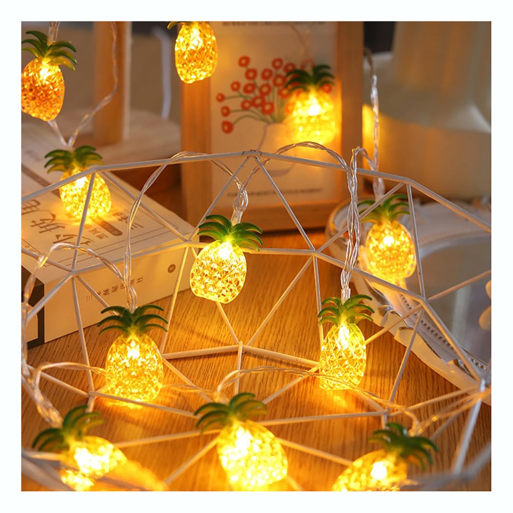 CAKERS Creative Home Decor String Lights|Warm White Silver Wire Fairy Lights|LED Ambient Light for Party Christmas Bedroom Patio,Pineapple,3m(9.8ft)-20LED-USB