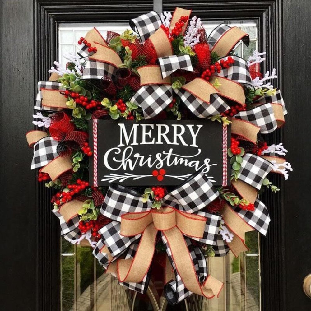 ShAzan Christmas Letter Garland American Christmas Door Hanging Vine Ring Decoration