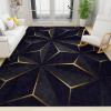 Abstract Geometric Black Gold Stripes Area Rugs, Luxurious Golden Irregular Lines Indoor Rug, with Anti-Slip Backing Washable Decorative Carpet for Living Room Bedroom Study Dining Room 2' x 3' view 1