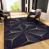 Abstract Geometric Black Gold Stripes Area Rugs, Luxurious Golden Irregular Lines Indoor Rug, with Anti-Slip Backing Washable Decorative Carpet for Living Room Bedroom Study Dining Room 2' x 3' view 4
