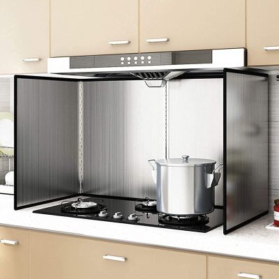 4 Sided Splatter Guard, Stainless Steel Oil Splatter Guard, Grease Splatter Screen, Anti Splatter Sheet Oil Guard Foldable, Kitchen Oil Splatter Proof Baffle Splatter Guard Stove Stove Splash Guard (