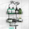 DAOYA Bathroom Shower Caddy Hanging - 3-Tier Organizer with Soap Holder & 6 Hooks for Towels, Sponge; Fits 21mm Shower Head Arm, Black view 1