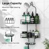 DAOYA Bathroom Shower Caddy Hanging - 3-Tier Organizer with Soap Holder & 6 Hooks for Towels, Sponge; Fits 21mm Shower Head Arm, Black view 3