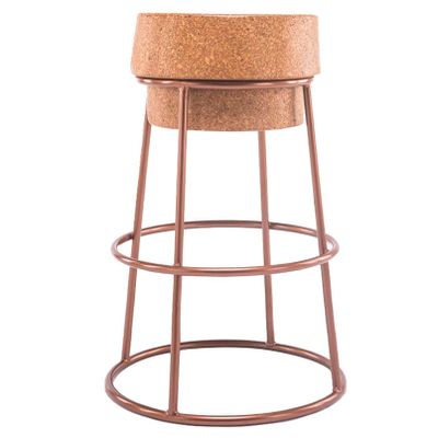 ANram Cork Champagne Height Bar Stool with Footrest Backless Pub Height Chairs Kitchen Dining Creativity Cafe Chair Sturdy Iron Metal Frame for Indoor Outdoor,25.6",29.5",White