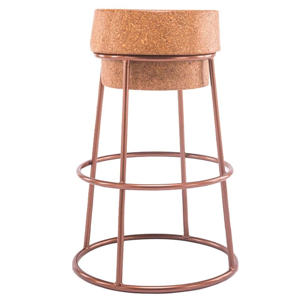 ANram Cork Champagne Height Bar Stool with Footrest Backless Pub Height Chairs Kitchen Dining Creativity Cafe Chair Sturdy Iron Metal Frame for Indoor Outdoor,25.6",29.5",White