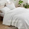 Bedsure 100% Cotton Quilt Set - King Size Bedspread, Lightweight Soft Bed Coverlet, 3-Piece Cozy Stitching Quilt Set with 2 Pillow Shams in Geometric Pattern for All Season, 106x96 inches, White view 2
